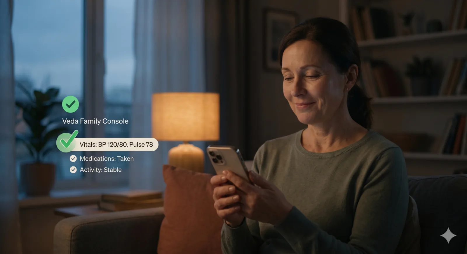 Adult child checking in on parent from home
